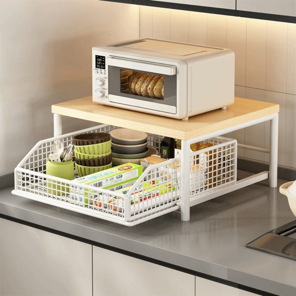 Kitchen Appliances Countertop - Rak Microwave Multifungsi Dengan Laci, Penghemat